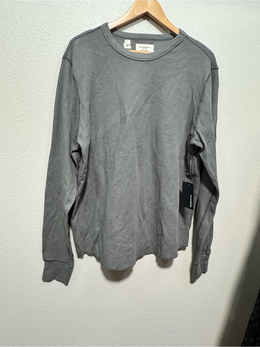 Buck Mason Gray Long-Sleeve Thermal Crewneck